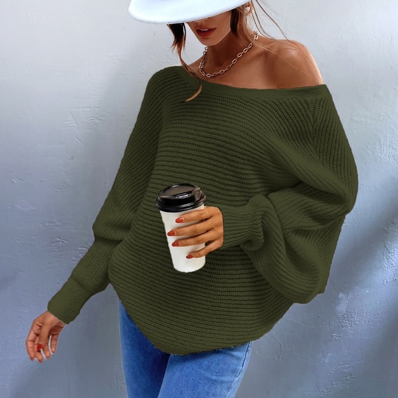 Cozy Green Open Back Knit Sweater Top Minimalist - Picture 3 of 13